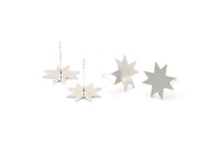 Silver Star Earring, 6 - 925 Silver Lincoln Star Stud Earrings (12x0.60mm) ST01