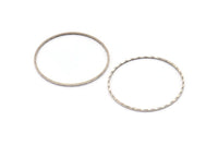Silver Circle Ring, 12 Textured Antique Silver Plated Brass Circle Connectors (35mm) Brs 2071 A0590 H0486