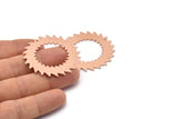 Copper Circle Charm, 2 Raw Copper Circle Charms With 1 Hole, Copper Pendants, Findings (42x0.80mm) M02158