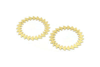 Brass Circle Charm, 2 Textured Raw Brass Circle Charms With 2 Holes, Brass Pendants, Findings, Connectors (42x0.80mm) M02152