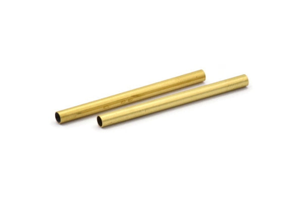 Brass Tube Beads - 50 Raw Brass Tube Beads (3x40mm) Bs 1444