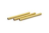 Brass Tube Beads - 50 Raw Brass Tube Beads (3x40mm) Bs 1444