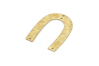 Brass Geometric Charm, 12 Raw Brass Textured U Shaped Pendants With 4 Holes, Charms, Findings (35x27x0.50mm) D0577