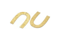 Brass Geometric Charm, 12 Raw Brass Textured U Shaped Pendants With 4 Holes, Charms, Findings (35x27x0.50mm) D0577