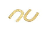 Brass Geometric Charm, 12 Raw Brass Textured U Shaped Pendants With 4 Holes, Charms, Findings (35x27x0.50mm) D0577