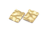 Brass Rectangle Charm, 12 Raw Brass Rectangle Textured Charms With 1 Hole, Earrings, Findings (24x19x0.50mm) D0652