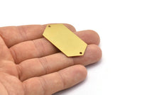 Long Hexagon Blank, 8 Raw Brass Hexagon Blanks with 2 Holes  (23x44.5x0.80mm) D0397