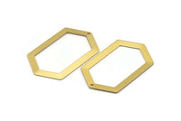 Hexagon Choker Charm, 6 Raw Brass Hexagon Charms, Pendants (54x32x0.80mm) D0396