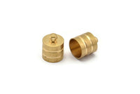 Brass End Cap, 12 Raw Brass End Cap ,  Cord Tip -10mm Cord End - (11x13.5mm)  D0412