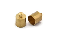 Brass Tassel Caps, 12 Raw Brass End Caps, Cord Tips For 8mm Cord (9x12mm) Cap 3d D0405