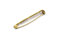 Brass Brooch Pin, 20 Raw Brass Brooch Pin Back Base Safety Pins With 3 Holes (45x4.60mm) D0427