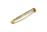 Brass Brooch Pin, 20 Raw Brass Brooch Pin Back Base Safety Pins With 3 Holes (45x4.60mm) D0427