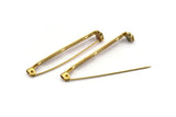 Brass Brooch Pin, 20 Raw Brass Brooch Pin Back Base Safety Pins With 3 Holes (45x4.60mm) D0427