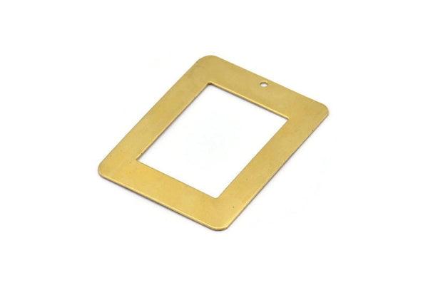 Rectangle Choker Charm, 6 Raw Brass Rectangle Charms, Pendants with 1 Hole (46x35x0.60mm) D0421