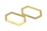 Large Hexagon Blank, 6 Raw Brass Hexagon Charms, Pendants With 2 Holes (54x32x0.80mm) D0423