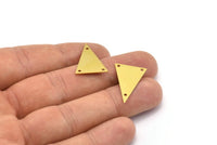 Brass Triangle Charm, 20 Raw Brass Triangle Charms With 3 Holes (25x16mm) D0305