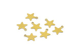Raw Brass Star, 50 Raw Brass Star Tags With 1 Loop (10x12mm) A0262
