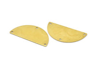 Brass Circle Blank, 12 Raw Brass Semi Circle Blanks With 3 Holes (40x20x0.80) A0934