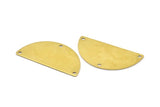 Brass Circle Blank, 12 Raw Brass Semi Circle Blanks With 3 Holes (40x20x0.80) A0934