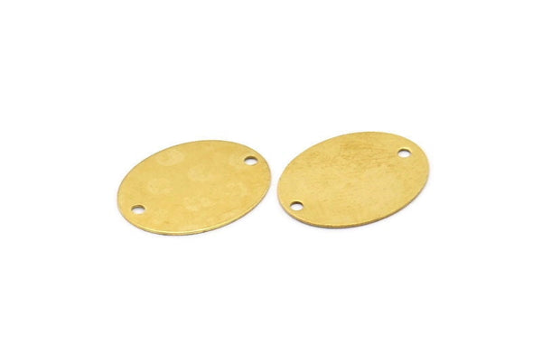 Brass Oval Connector, 50 Raw Brass Oval Connectors With 2 Holes (18x14x0.45mm) A0280