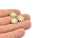 Brass Flower Blank, 24 Raw Brass Flower Stamping Blank, Charms (15x14x0.80mm) A0964