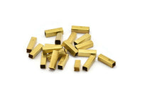 Geometric Brass Tube, 48 Square Raw Brass Tubes (10x3x3mm) Sq09 A0751
