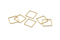 Square Brass Pendant, 50 Raw Brass Square Connectors (16mm) Bs-1119