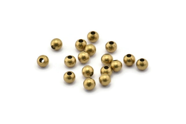 100 Raw Brass Spacer Ball Bead , Findings (4mm Hole Size 1.5mm) Bs-1092--N0566