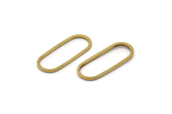 Brass Oval Connector, 50 Raw Brass Oval Connectors, Charms, Findings (20x8x1mm) E003