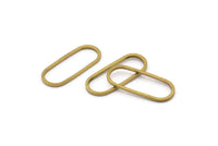 Brass Oval Connector, 50 Raw Brass Oval Connectors, Charms, Findings (20x8x1mm) E003