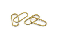 Brass Oval Connector, 50 Raw Brass Oval Connectors, Charms, Findings (20x8x1mm) E003