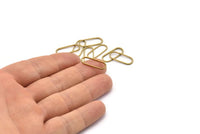 Brass Oval Connector, 50 Raw Brass Oval Connectors, Charms, Findings (20x8x1mm) E003