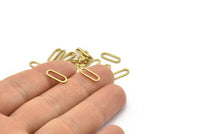 Brass Oval Connector, 100 Raw Brass Oval Connectors, Charms, Findings (12x4.5x0.8mm) E001