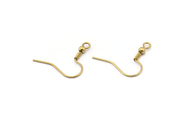 Brass Earring Hook, 100 Raw Brass Ear Wires, Earring Findings (20mm) E038