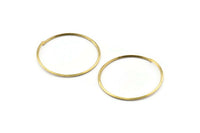 Wire Ear Hoops, 24 Raw Brass Faceted Wire Hoops, Earring Findings (35x1.3mm) E066