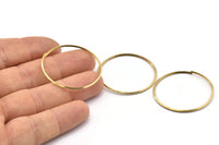 Wire Ear Hoops, 24 Raw Brass Faceted Wire Hoops, Earring Findings (35x1.3mm) E066