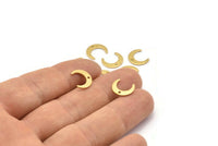 Brass Moon Charms, 50 Raw Brass Crescent Moon Charms With 1 Hole, Pendants, Earrings, Findings (9.5x11x3x0.80mm) E070
