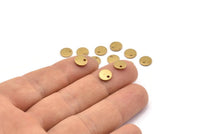 Brass Cabochon Tag, 100 Raw Brass Cabochon Tags With 1 Hole, Stamping Tags (7X1mm) E077