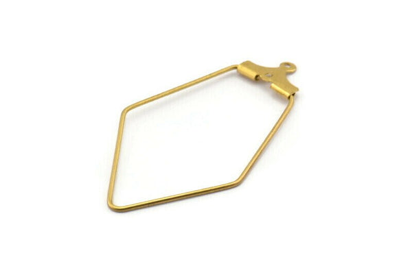 Brass Diamond Earring, 24 Raw Brass Wire Diamond Earring Charms With 1 Loop, Pendants, Findings (21x36.5x0.7mm) E088