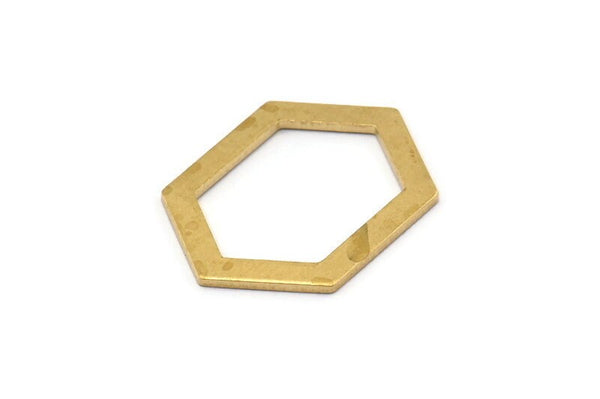 Hexagon Choker Charm, 6 Raw Brass Hexagon Charms, Pendants, Findings (26.5x19x1mm) E073