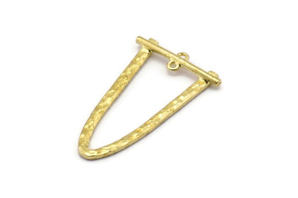 Brass Oval Pendant, 4 Raw Brass Hammered Oval Pendants with 2 Loops, Necklace Findings (39x23x1.5mm) BS 1871
