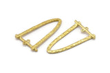 Brass Oval Pendant, 4 Raw Brass Hammered Oval Pendants with 2 Loops, Necklace Findings (39x23x1.5mm) BS 1871