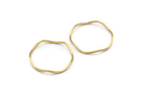 Brass Circle Rings, 24 Raw Brass Wavy Circle Rings, Charms (20x0.8mm) BS 1807