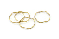 Brass Circle Rings, 24 Raw Brass Wavy Circle Rings, Charms (20x0.8mm) BS 1807