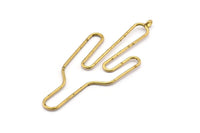 Wire Cactus Earring Findings, 2 Raw Brass Wire Cactus Earring Findings, Jewelry Supplies, Findings, Charms (64x28x1mm) Bs 1700