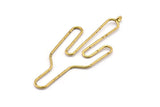 Wire Cactus Earring Findings, 2 Raw Brass Wire Cactus Earring Findings, Jewelry Supplies, Findings, Charms (64x28x1mm) Bs 1700
