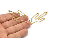 Wire Cactus Earring Findings, 2 Raw Brass Wire Cactus Earring Findings, Jewelry Supplies, Findings, Charms (64x28x1mm) Bs 1700