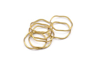 Brass Circle Rings, 24 Raw Brass Wavy Circle Rings, Charms (18x0.8mm) BS 1805