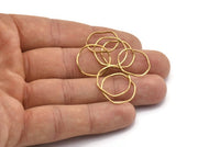 Brass Circle Rings, 24 Raw Brass Wavy Circle Rings, Charms (18x0.8mm) BS 1805