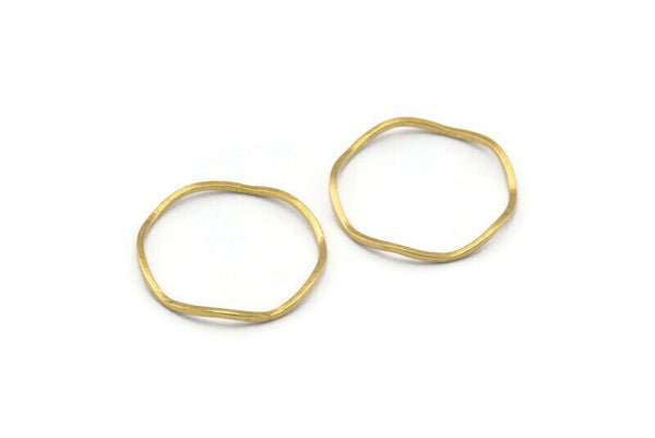 Brass Circle Rings, 24 Raw Brass Wavy Circle Rings, Charms (19.5x0.8mm) BS 1806
